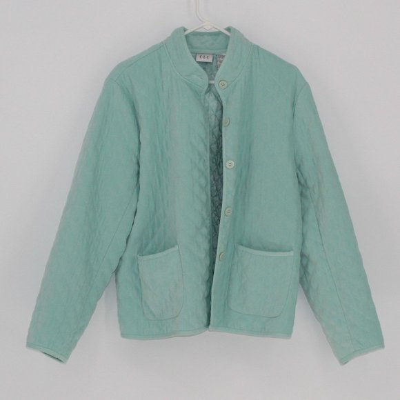 CLC Jackets & Coats 7 Clc Mint Green Quilted Jacket Size Large Long Sleeves Front Pockets